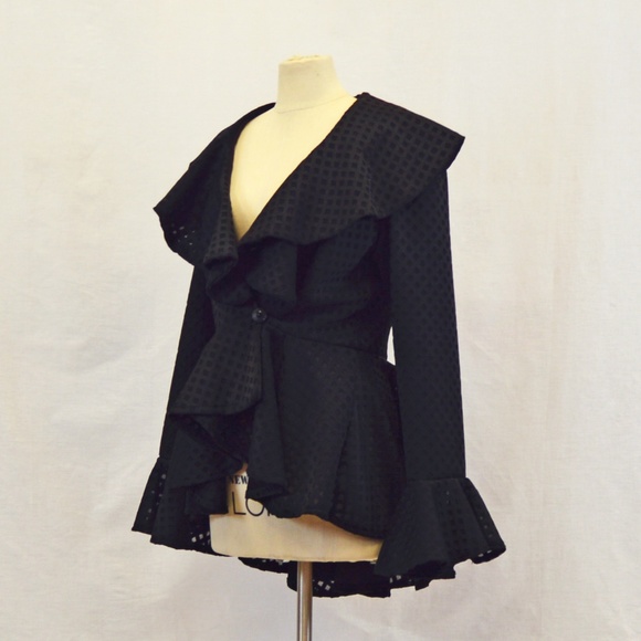 Black Peplum Coat - Picture 2 of 5